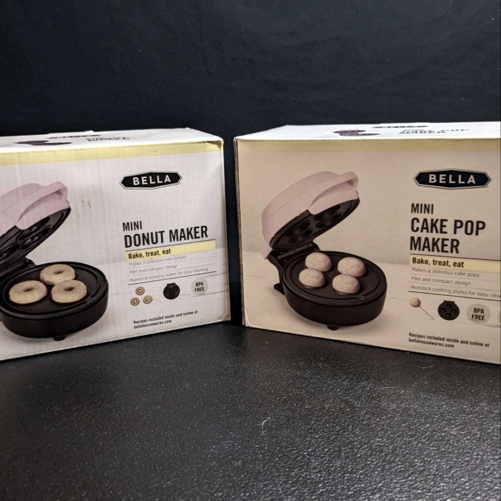 Bella Mini Cake Pop and Donut Hole Maker, BRAND NEW, Original Box & Manual, Pink